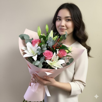 Букет из роз и лилий