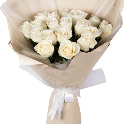 Купить на заказ Букет из 19 белых роз с доставкой в Жетысае