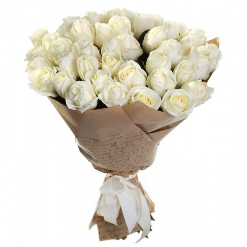 Купить на заказ Букет из 35 белых роз с доставкой в Жетысае