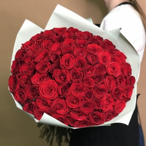 Купить на заказ Букет из 75 красных роз с доставкой в Жетысае