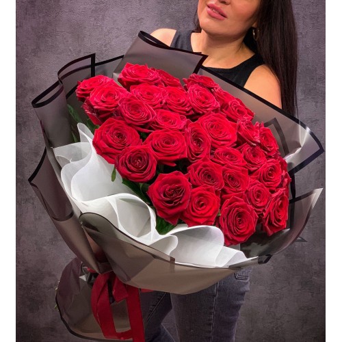 Купить на заказ Букет из 35 красных роз с доставкой в Жетысае