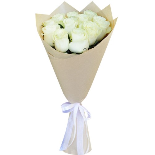 Купить на заказ Букет из 11 белых роз с доставкой в Жетысае
