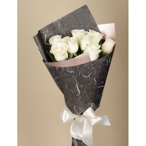 Купить на заказ Букет из 9 белых роз с доставкой в Жетысае
